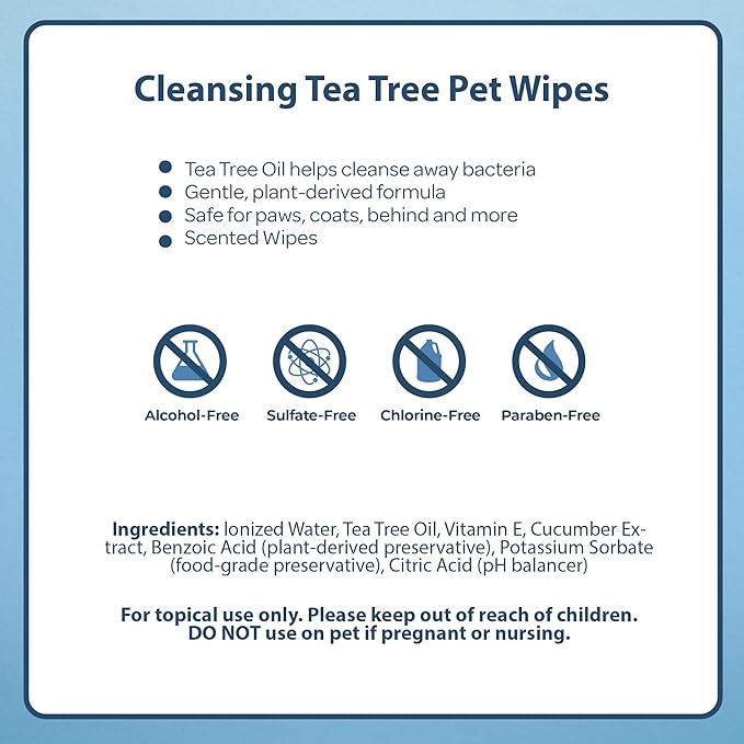Best Pet Supplies Pet Wipes for Dogs - Dog Wipes Cleaning Deodorizing, for Coats, Ears, Paws - Cleansing, Tea Tree, 400 Count