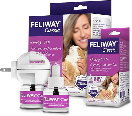 FELIWAY Classic Cat Calming Pheromone Diffuser: 1 Diffuser & 2 Refills (60 Days)
