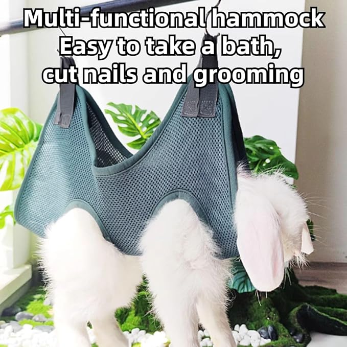 Rabbit Grooming Hammock with Safety Belt for Nail Clipping, Grooming, Bunny Bathing Bag for Nail Trimming, Cat Claw Care Bag, Small Animal Grooming Harness (Red,X-Small)