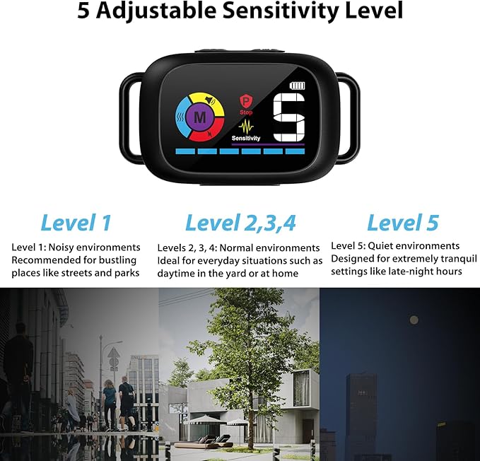 Dog Bark Collar - Rechargeable Dog Bark Deterrent Devices for Large, Medium and Small Dogs, Anti Barking Training Device for Dogs with 6 Adjustable Mode and 8 Sensitivity