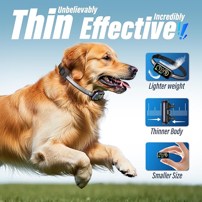 Dog Bark Collar, Smart Barking Collar with 4 Modes, 7 Adjustable Sensitivity for Barking Howling Whining, Automatic Anti Barking Device for Large Medium Small Dogs IP67 Waterproof for Indoor & Outdoor
