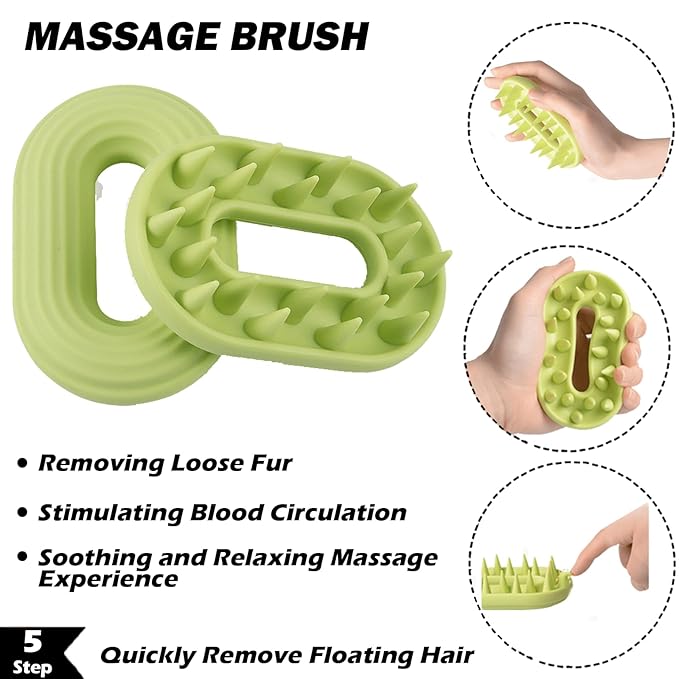 5 Pack Pet Steam Brush Kit – Pet Water Brush for Cats Shedding – Includes Steam Brushes, Undercoat Rake, Massage & Flea Comb for Cats and Dogs - Matted Fur Dematting Tool