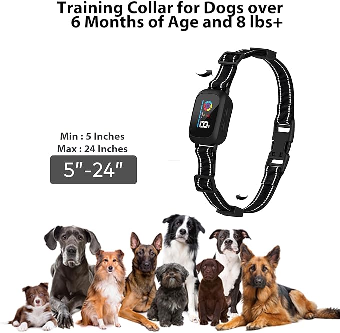 Dog Bark Collar - Rechargeable Dog Bark Deterrent Devices for Large, Medium and Small Dogs, Anti Barking Training Device for Dogs with 6 Adjustable Mode and 8 Sensitivity