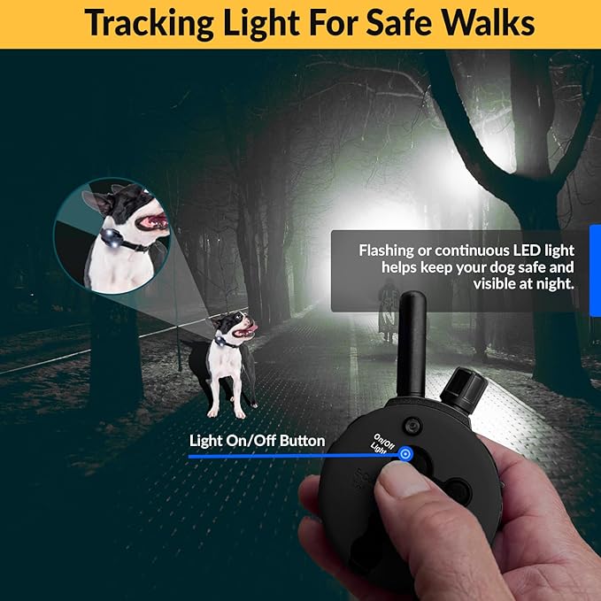 Educator E-Collar Humane Dog Training Collar with Remote, 100 Safe Tapping Stimulation Levels, Night Light, Waterproof, Rechargeable, 1 Mile 2 Large Dogs, Black