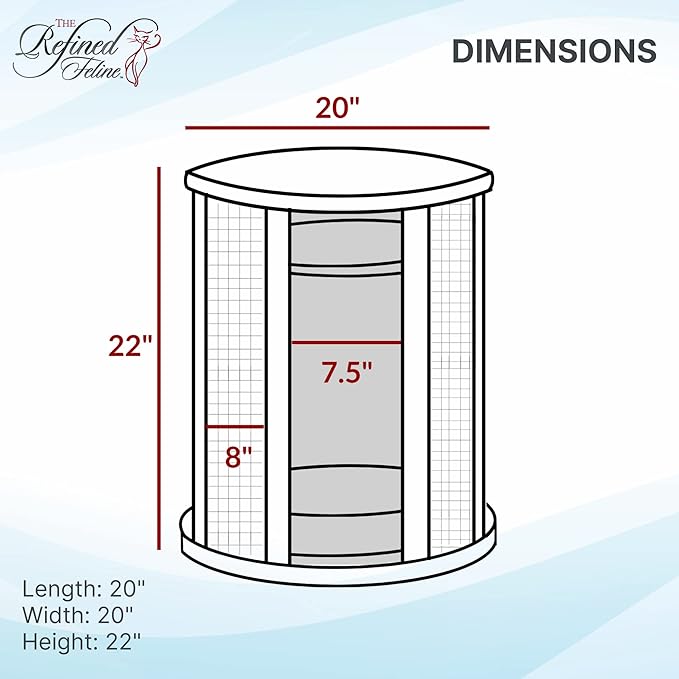 THE REFINED FELINE Purrrrfect End Table Cat Bed Cave in Mahogany Brown, Multipurpose Wood Cat Furniture Nightstand, Easy to Clean Covered Cat Bed with Replaceable Scratching Post & Washable Cushion