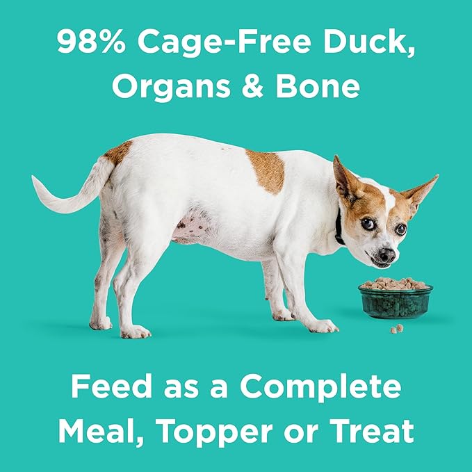 BIXBI Rawbble Freeze Dried Dog Food, Duck Recipe, 12 oz - 95% Meat and Organs, No Fillers - Pantry-Friendly Raw Dog Food for Meal, Treat or Food Topper - USA Made in Small Batches