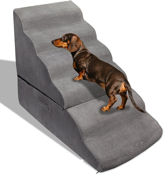 Dog Stairs&Steps for 30 Inches High Bed Up to 30-36 Inch Tall, Pet Cat Ramp Ladder for Small Dogs, Doggie, Old Cats, Kitty, Small Animals Grey