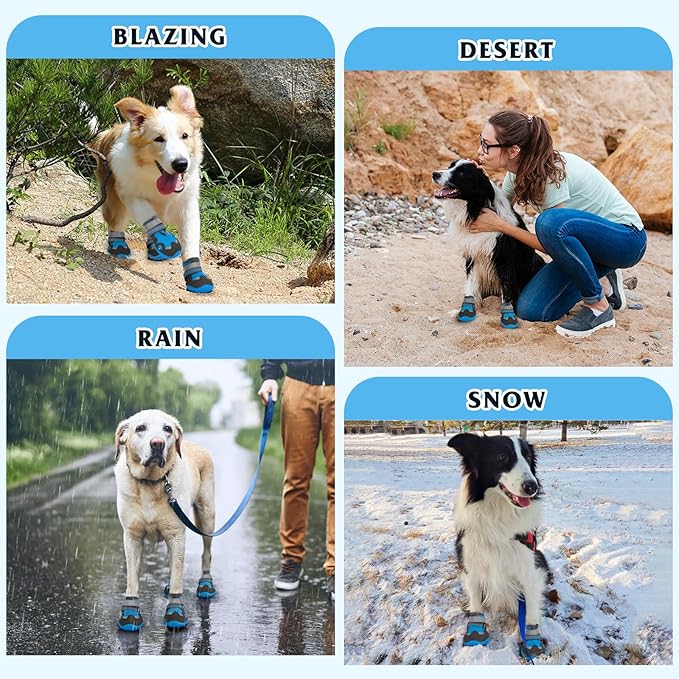 Dog Shoes for Large Medium Small Dog, Mesh Breathable Dog Shoes for Hot Pavement, Anti-Slip Dogs Boots Paw Protectors with Reflective for Outdoor Walking Indoor Hardfloors (Size 7)