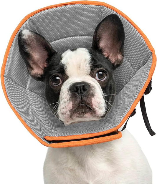 Dog Cone Collar M, Soft Cones for Large Medium Small Dogs,Adjustable Dog Cone Alternative to Stop Licking, Comfy Elizabethan Collar for After Surgery Wound Healing & Hot Spots Orange