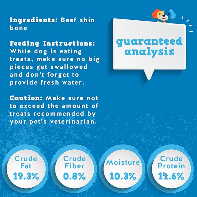 Jack&Pup 8-11” Shin Bones, Roasted Meaty Beef Bone for Dogs – Long Lasting Natural Dog Bones, Big Dog Bone for Large Dogs (3 Pack)