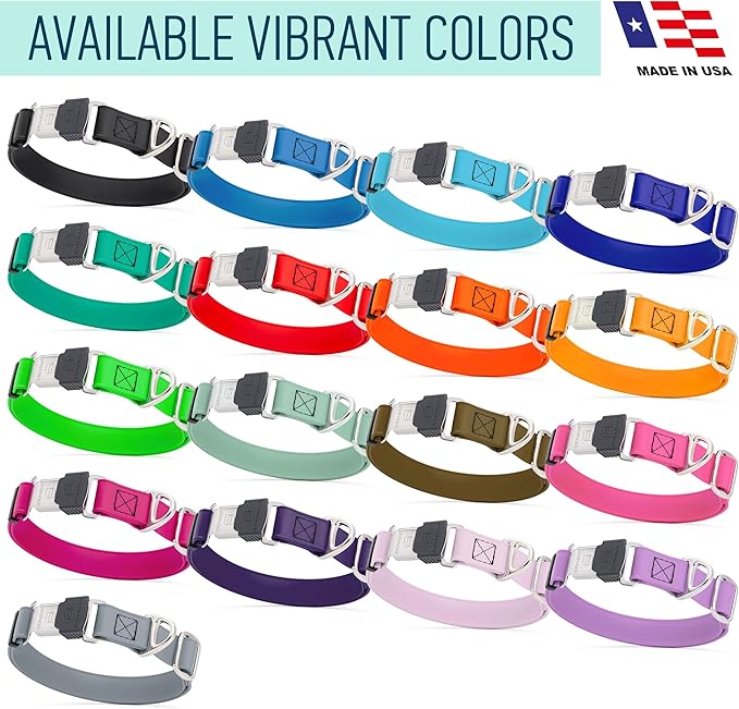 Dogline Biothane Waterproof Dog Collar with Herm Sprenger Stainless Steel Quick Release Buckle – Heavy Duty Tactical Durable Collar for Dogs – Comfortable and Safe Pet Collar, W 1" L 15-25", Black