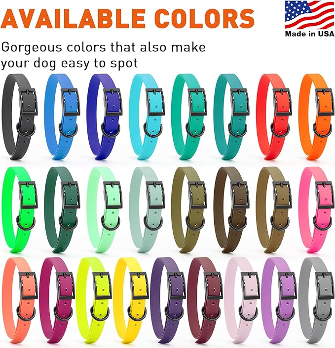 Dogline Biothane Waterproof Dog Collar Strong Coated Nylon Webbing with Black Hardware Odor- Proof for Easy Care Easy to Clean High Performance Fits Small Medium or Large Dogs, Sea Foam Green