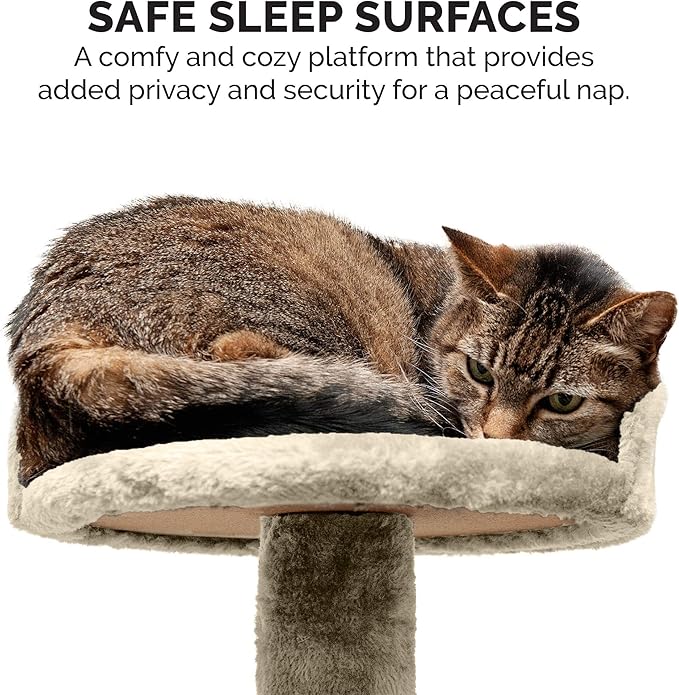 Furhaven 49.5" Tall Cat Tree for Indoor Cats, Ft. Sisal Scratching Posts, Plush Ball Toy, & Busy Box Toy - Tiger Tough Play Stairs Interactive Playground Tower - Cream, One Size