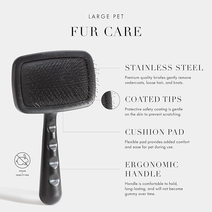 Tweezerman Dog and Cat Slicker Brush for Large Pets, Grooming Brush with Coated Bristles to Prevent Scratching and Ergonomic Handle