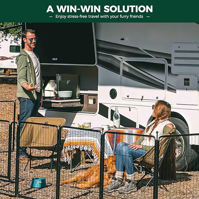 FXW Rollick Unleashed Dog Playpen for Indoor, Yard, RV Camping, 50 inch 24 Panels for Large Dogs, Black│Patented