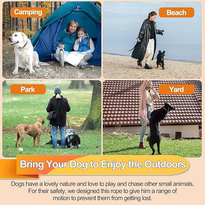 10FT Heavy Duty Dog Tie Out Cable for Large Dogs up to 125lbs, Durable Runner Tether Line (Orange)