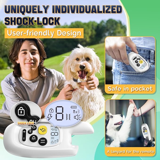Dog Shock Collar with Remote - [2025 Newly Upgraded] Dog Training Collar for Small Medium Large Dogs, Rechargeable E Collars for Dogs Training, Waterproof Electric Collar with Shock-Lock