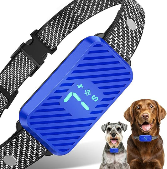 Dog Bark Collar for Large Medium Small Dogs, Rechargeable No-Bark Collar, Smart Barking Collar, Effective Bark Collar with 7-Level Sensitivity, 3 Beep & Vibration Modes, Waterproof, SkyBlue