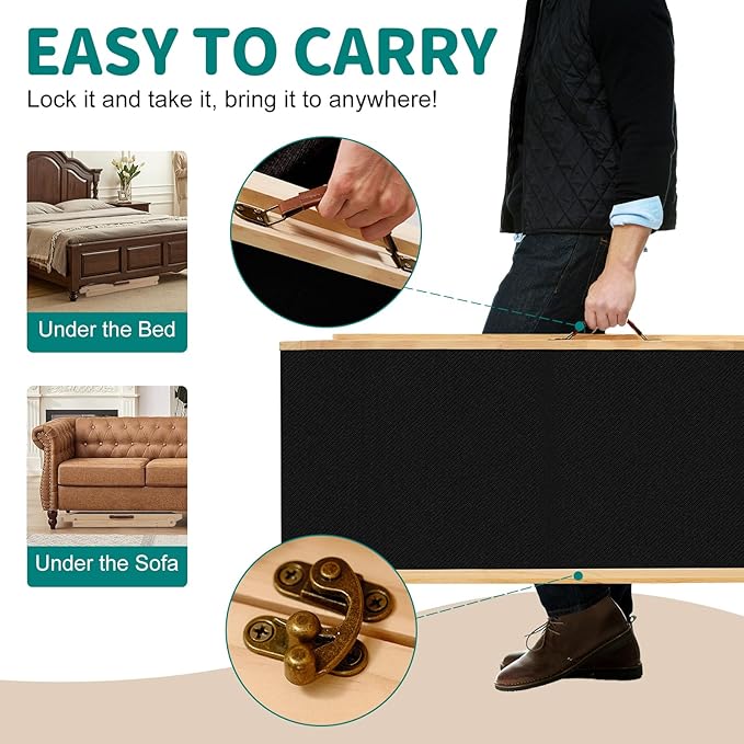 Dog Ramp for Bed, Adjustable Pet Ramps for Dog to Get on Bed, Non-Slip Rubber Surface - Folding Wooden Dog Ramp for Small/Large/Old Dogs, Adjustable up to 31 inch High Beds, Safety Railings