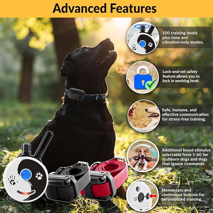 Educator E-Collar Dog Training Collar, Rechargeable Remote + Finger Clicker, for Small to Medium Dogs, Humane Tapping Stimulation, 100 Levels, Tone, Light, 1/2 Mile 2 Dogs, Zen