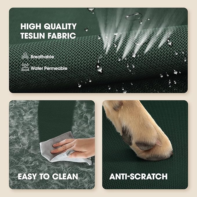 Elevated Dog Bed, Raised Outdoor Dog Bed for Large Sized Dog, Portable Cooling Pet Cot with Breathable & Washable Mesh, Indoor & Outdoor Pet Hammock with Skid-Resistant Feet.