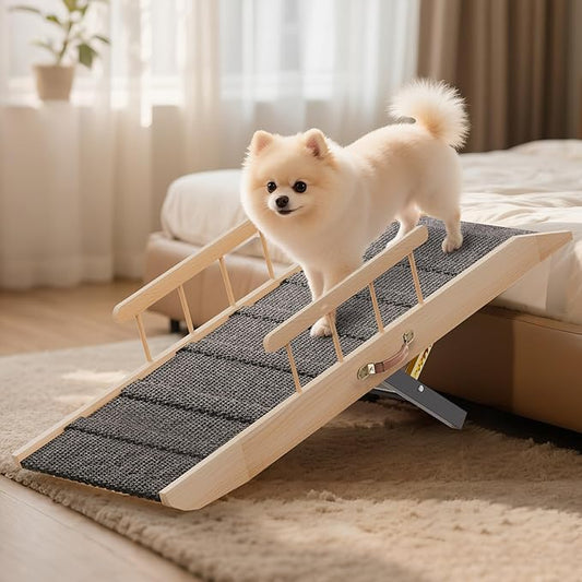 Dog Ramp for Bed Couch, Pet Ramp for Small Medium Old Dogs Cats with 10 Adjustable Heights from 5.91" to 19.69", 47" Long Portable Non-Slip Dog Bed Ramp for High Bed, Couch, Hold up to 200 LBS