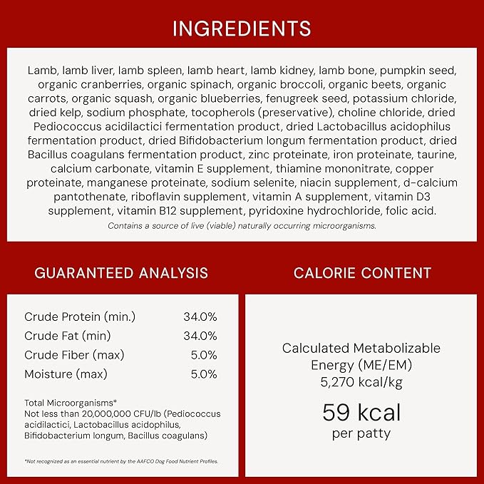 Stella & Chewy's Freeze-Dried Raw Dinner Patties - Dandy Lamb Recipe - High Protein Grain-Free Puppy & Dog Food - Perfect For Picky Eaters - 14 oz