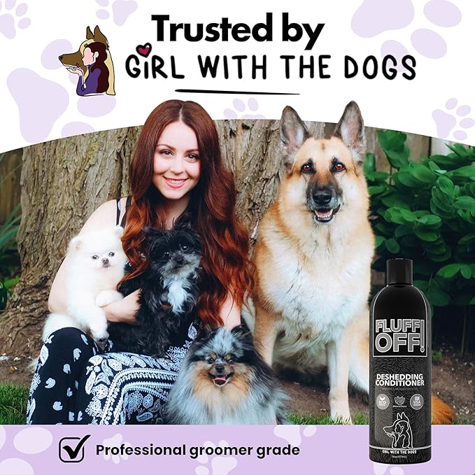 Fluff Off! by Girl With The Dogs, Natural Deshedding Dog/Cat Conditioner, 16 Oz, Made in USA 8 Wks+