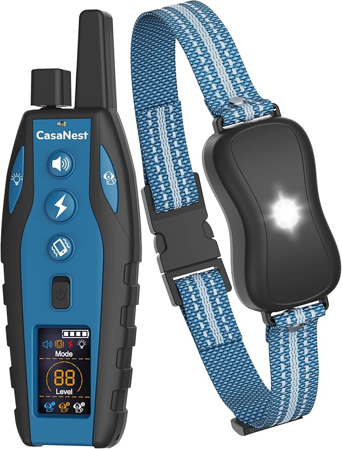 Dog Shock Collar with Remote Control - 3300Ft Dog Training Collar for Dogs 60-100lbs Waterproof, Adjustable E Collar Beep Shock Vibration Modes with Flash Light for Small Medium Large Dogs