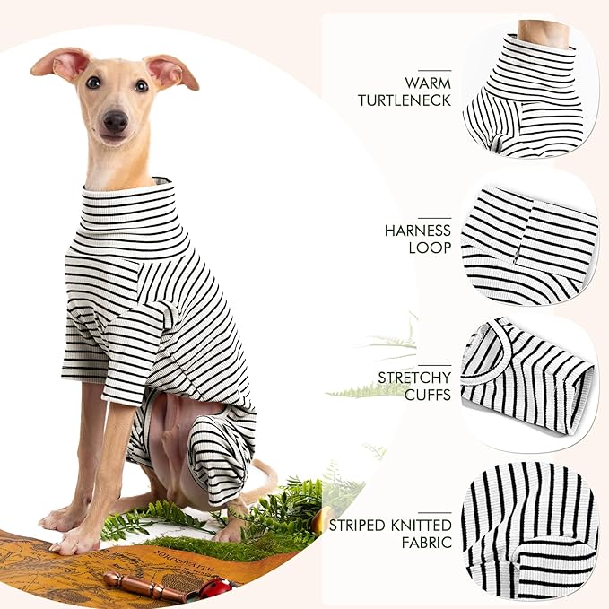 Dog Sweaters for Small Dogs Girls Boys, Striped Pet Sweaters for Fall Winter Dog Clothes, Turtleneck Pullover Knitwear for Small Medium Large Dogs