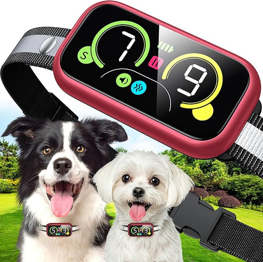 Dog Bark Collar, Smart Barking Collar with 4 Modes, 7 Adjustable Sensitivity for Barking Howling Whining, Automatic Anti Barking Device for Large Medium Small Dogs IP67 Waterproof for Indoor & Outdoor