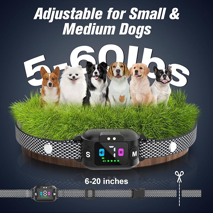 No Shock Bark Collar for Dogs Dog Bark Collar 3 Modes (Sound/Vibe/Dual), Rechargeable, Waterproof, Adjustable Sensitivity, Safe for Small to Medium Dogs