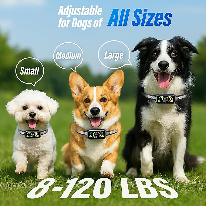 Dog Bark Collar, Smart Barking Collar with 4 Modes, 7 Adjustable Sensitivity for Barking Howling Whining, Automatic Anti Barking Device for Large Medium Small Dogs IP67 Waterproof for Indoor & Outdoor