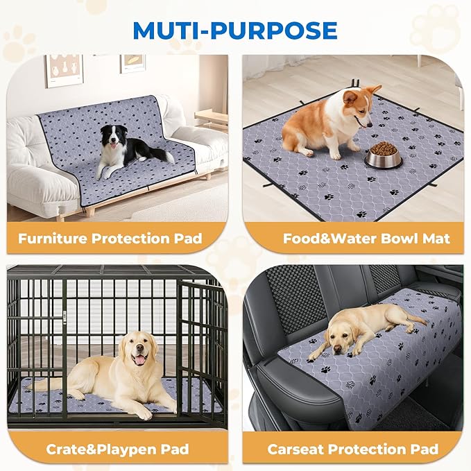 Fostanfly Washable Dog Pee Pads Extra Large 72''x80'' Instant Absorb Training Pads, Non-Slip Pet Playpen Mat Waterproof Reusable Floor Mat for Puppy/Senior Dog, Housebreaking & Incontinence