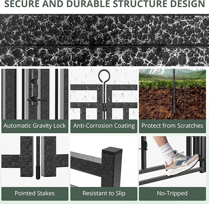 Dog Fence Outdoor Indoor, 40" Inch Height 16 Panels Dog Playpen for Large/Medium/Small Dogs Metal Dog Pen for Yard Camping and RV | Black-Silver