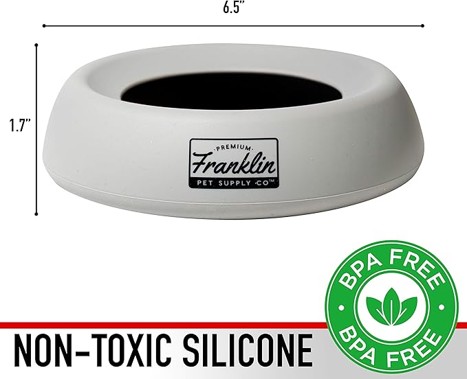 Franklin Pet Supply Co. Co. Spill Proof Pet Bowl - No Splash Travel Water + Food Dish for Dogs + Cats - Portable - 16 oz. - BPA Free