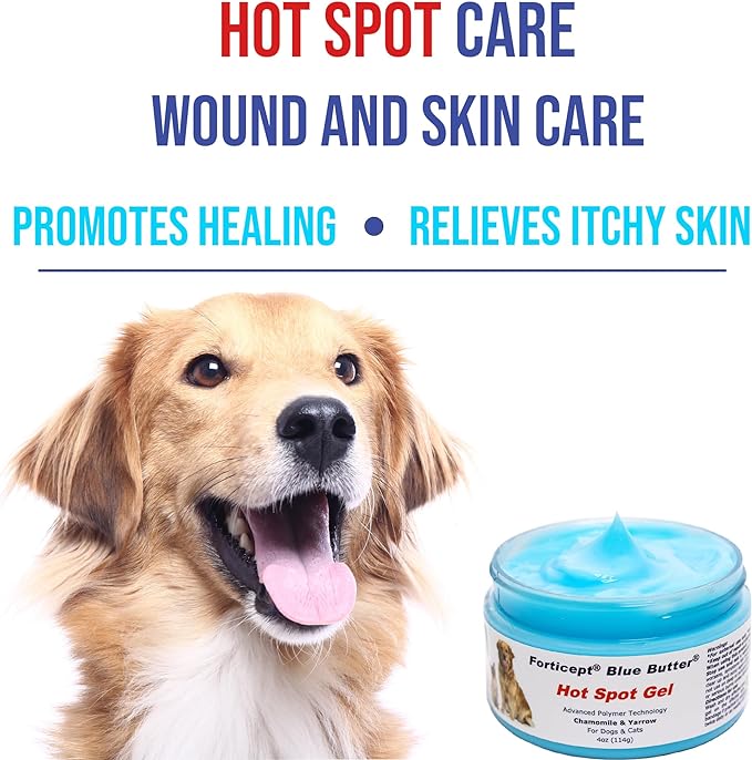 Forticept Blue Butter – Hot Spot Treatment for Dogs | Dog Wound Care | Skin Yeast Infections, Ringworm, Cuts, Rashes, First Aid Veterinary Strength Topical Ointment 4oz