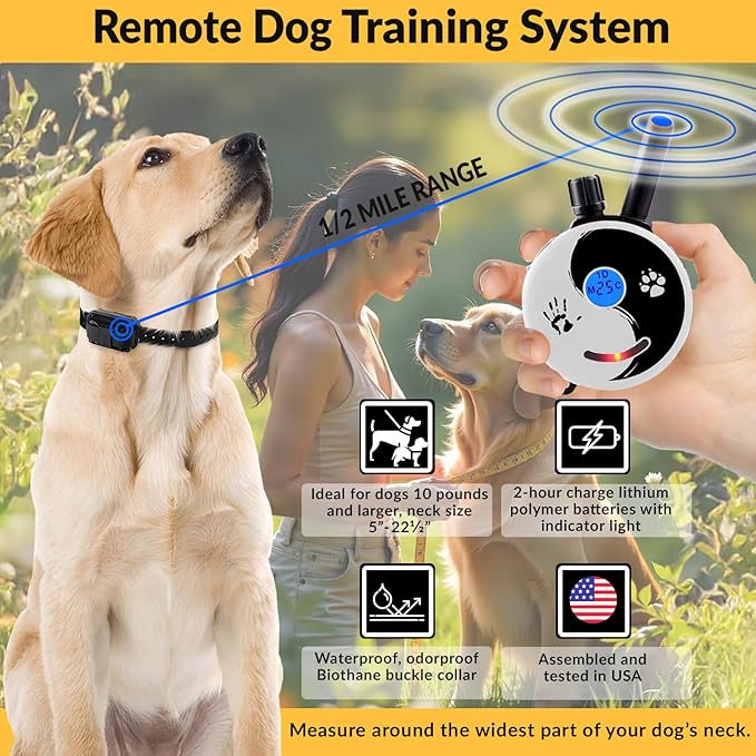 Educator E-Collar Dog Training Collar, Rechargeable Remote + Finger Clicker, for Small to Medium Dogs, Humane Tapping Stimulation, 100 Levels, Tone, Light, 1/2 Mile 1 Dog, Zen