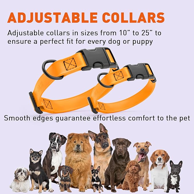 Dogline Biothane Waterproof Dog Collar with Quick Release Buckle Strong Coated Nylon Webbing with Odor- Proof for Easy Care Easy to Clean Fits Small Medium Large Dogs, Tangerine Orange 5/8" W 9-14" L
