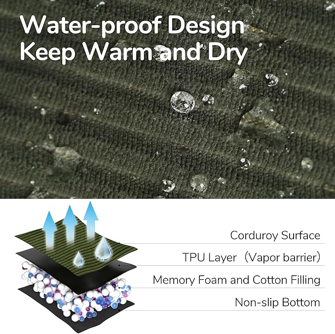 FUKUMARU Dog Couch Bed, Corduroy Cozy Cat Bed for Indoor Cats with Washable Cover, Supportive Waterproof Dog Beds Sofa for Small Dogs and Large Cats Cute, 28inch, Medium, Green