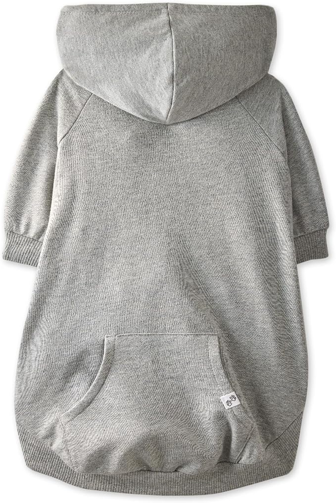 100% Organic Cotton Dog Hoodie Pet Coat for Small, Medium and Large Dogs, Gray Heather, Large