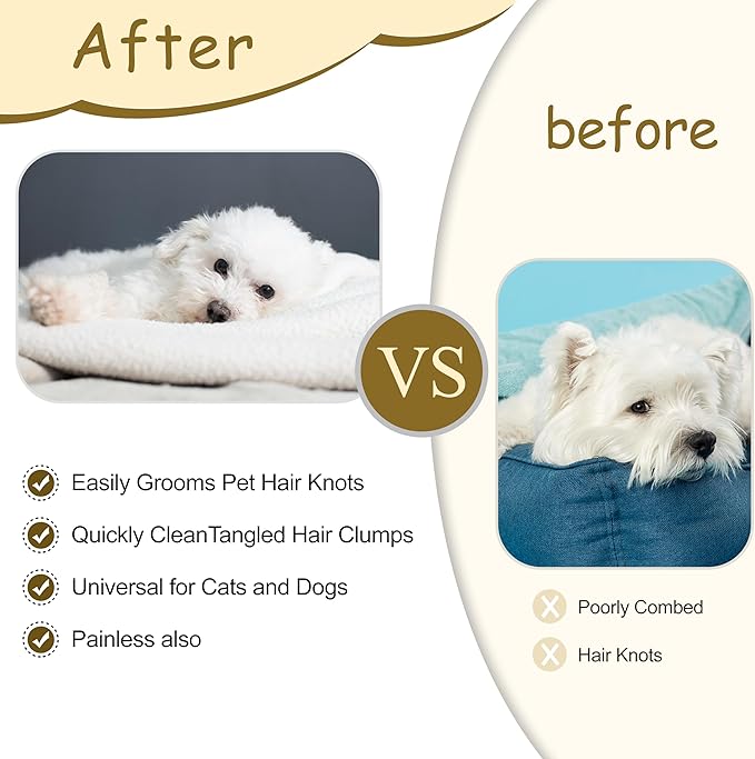 Upgraded 4Pcs Cat Dog Knotting Comb Set - Safer Non-Slip Handle Pet Grooming Tool, Universal Knot Remover Comb for Cats and Dogs, Pet Grooming Supplies (Knotting Cut Combs, Count, 1)