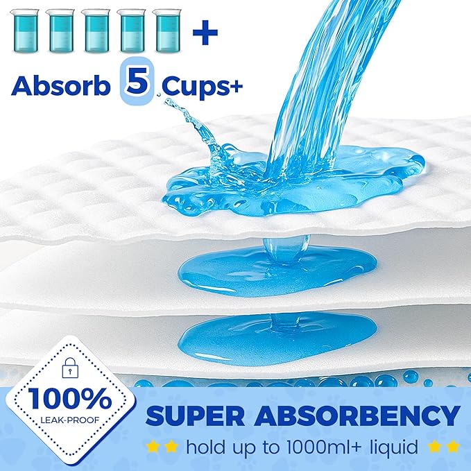 Dog Pee Pads Extra Large 28"x34" - 100 Pack Super Absorbent XLarge Puppy Pads 100 Count Leak-Proof Disposable XL Pet Potty Training Pads for Dogs, Puppies, Doggy
