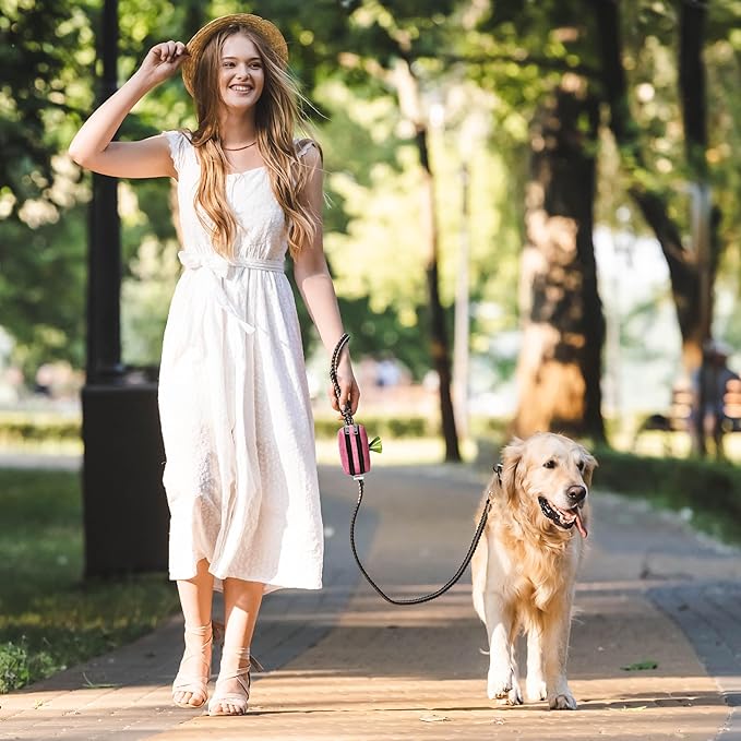 Dog Poop Bag Holder for Leashes - Dog Poop Bag Dispenser and Treat Holder with 2 Waterproof Pouches for Pet Waste Bags and Walking Accessories + 1 Free Roll - Leashrr 2.0 (Black)