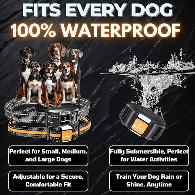 Dog Shock Collar with Remote, Unmatched 4-Mile Range, Night-Light Mode, Training Guide Included, 124 Training Levels & 4 Modes, Beep Vibration Shock, Waterproof Rechargeable, Fits All Dogs (2 Collars)