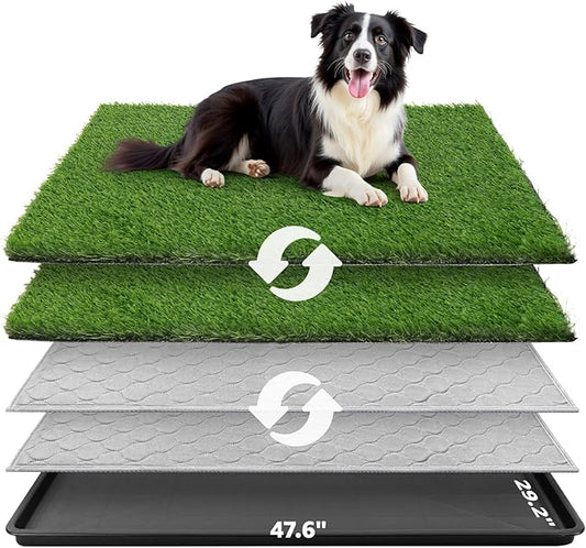 Dog Grass Large Potty Patch, Dog Litter Boxes Artificial Grass Bathroom Turf for Pet Training, Washable Puppy Pee Pad, Perfect Indoor/Outdoor Portable Potty Pet Loo