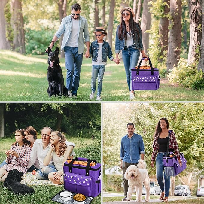 Dog Travel Bag, Airline Approved Dogs Bags for Traveling, 2 Dog 's Food Travel Container and Collapsible Bowls, Weekend Pet Travel Bags (X-Large)