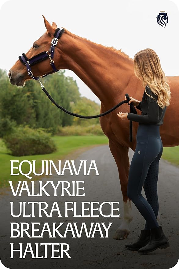 Equinavia Valkyrie Soft Ultra Fleece Padded Adjustable Breakaway Horse Halter - Navy/Navy - Cob
