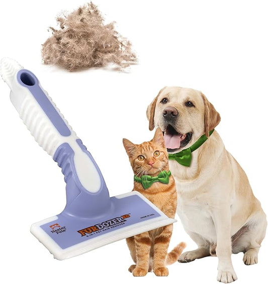 FurDozer X6 Pet Hair Remover & Auto Detailing Tool - Cat & Dog Hair Remover for Carpets, Car Interiors, Couches, Bedding, & Furniture - Reusable Pet Hair Removal Tool for Cat & Dog Fur & Lint, Purple