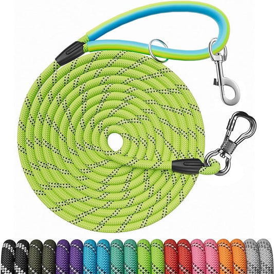 NTR Long Leash for Dog Training, 50FT Rope Lead with with 2 Swivel Hooks and Comfortable Padded Handle for Dog Leash for Small Medium and Large Dogs Walking Training Hiking Camping Playing